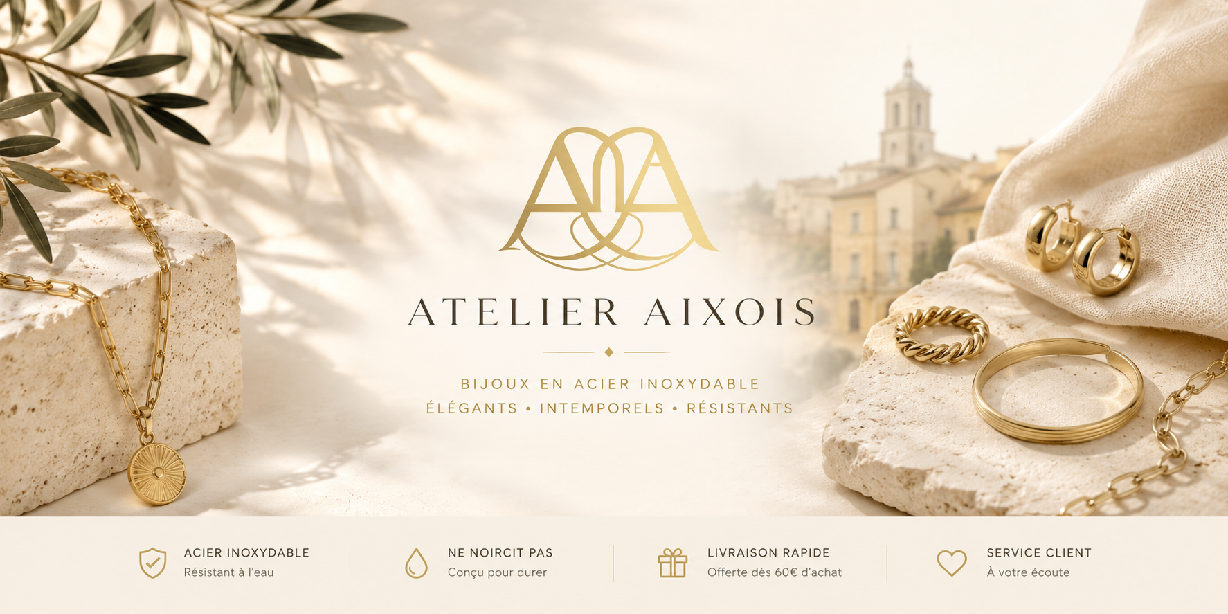 Bijoux en acier inoxydable minimaliste intemporels et résistants par Atelier Aixois