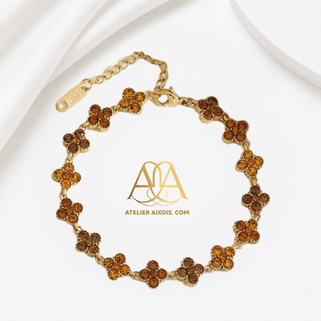Bracelet trèfle Lady en acier inoxydable couleur ambre par Atelier Aixois