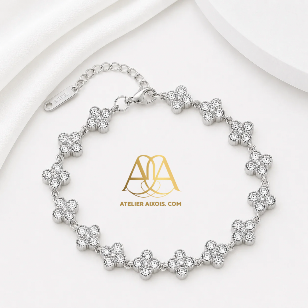 Bracelet trèfle Lady en acier inoxydable couleur argent par Atelier Aixois