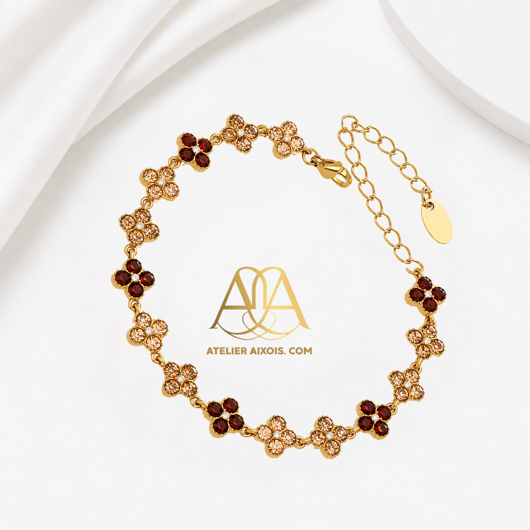Bracelet trèfle Lady en acier inoxydable couleur marron miel par Atelier Aixois
