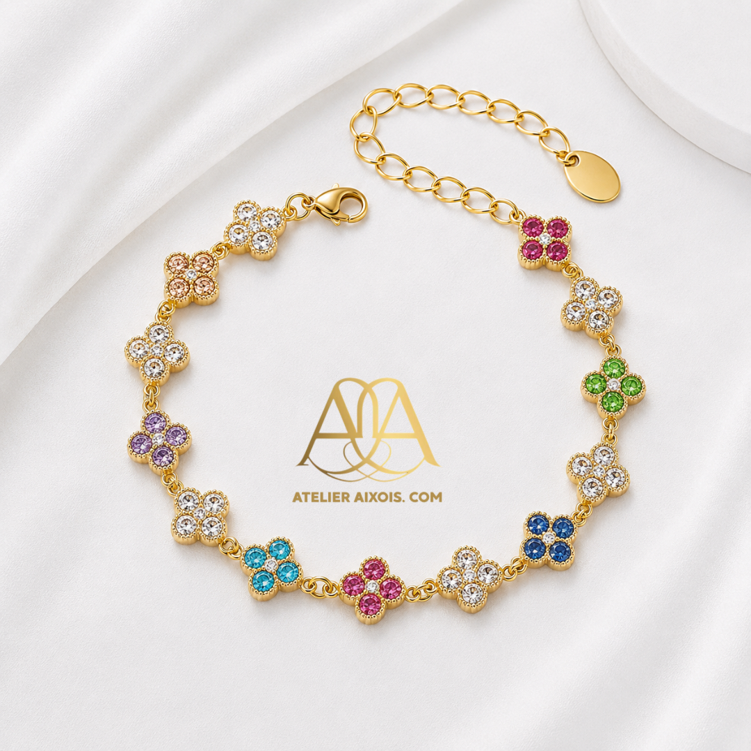 Bracelet trèfle Lady en acier inoxydable multicolore par Atelier Aixois