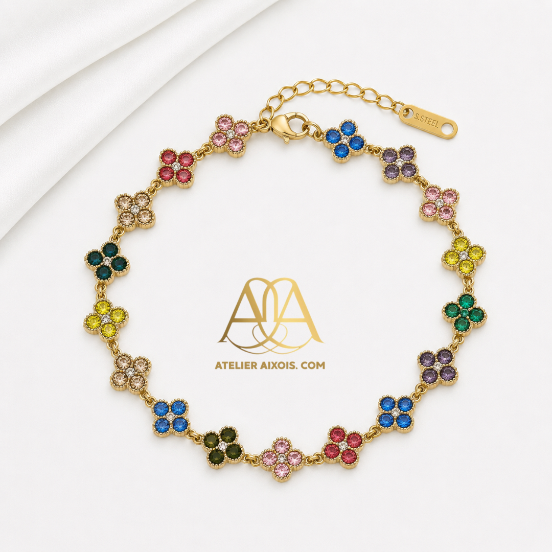 Bracelet trèfle Lady en acier inoxydable multicolore par Atelier Aixois