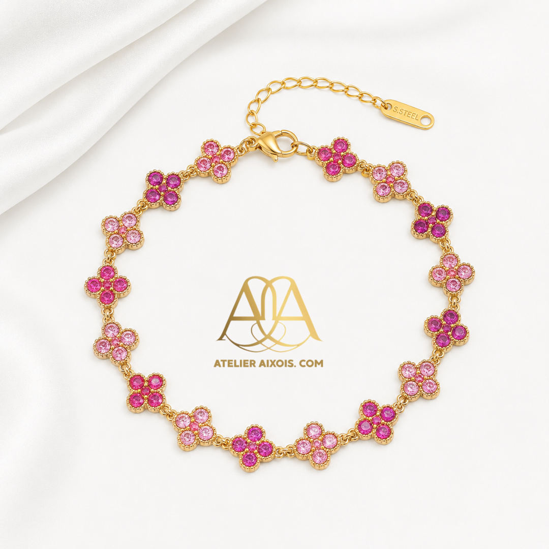 Bracelet trèfle Lady en acier inoxydable rose par Atelier Aixois